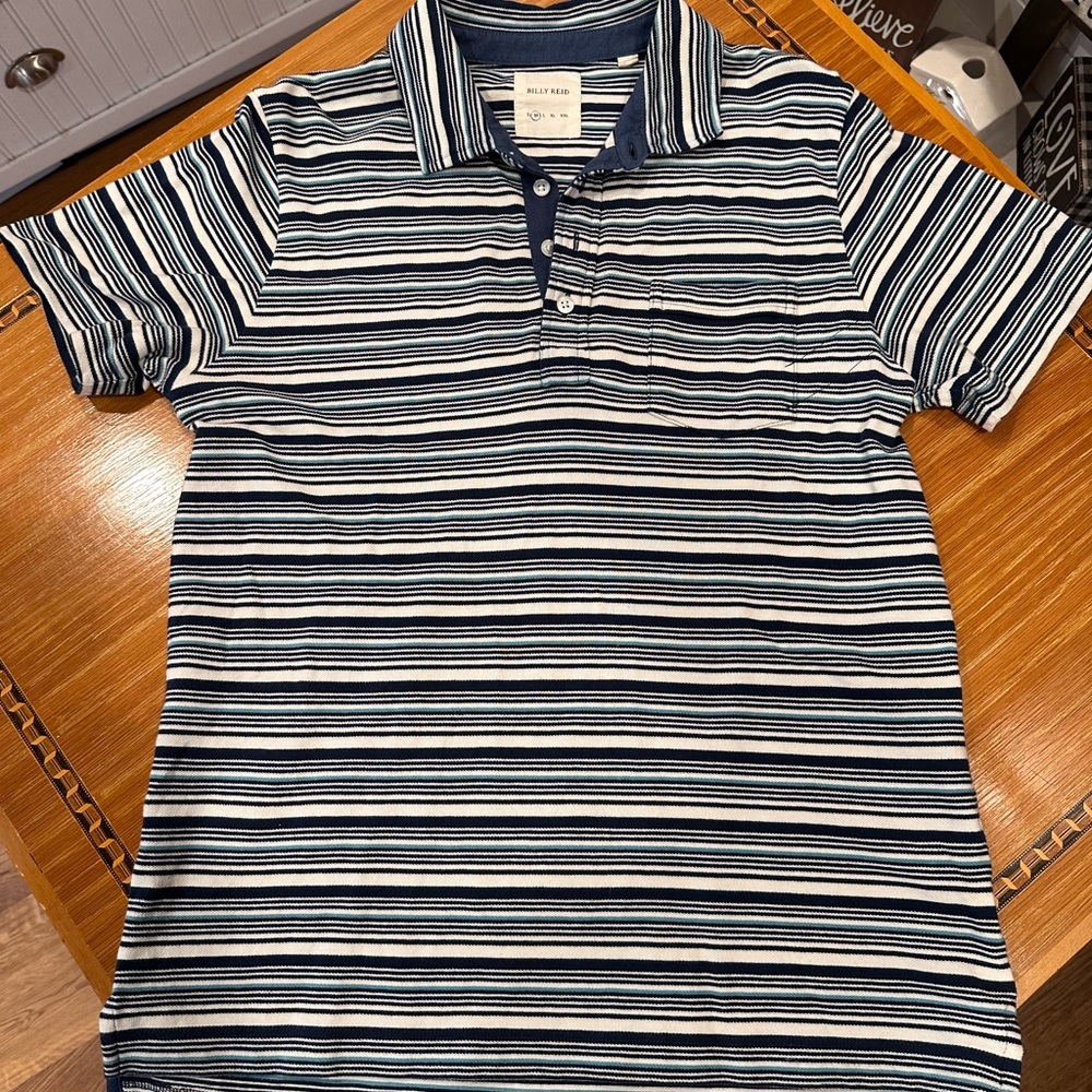 Billy Reid striped polo size M.